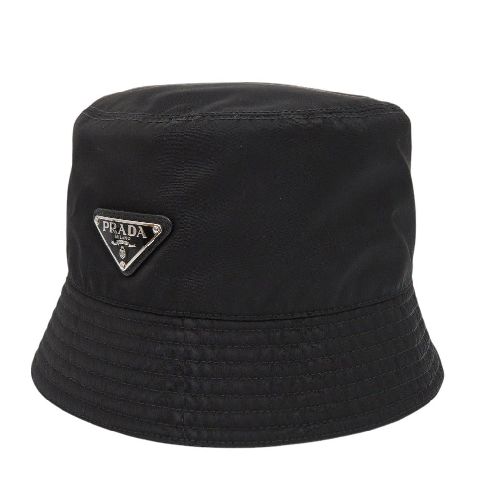 美品 プラダ Re-Nylon バケットハット Lサイズ トライアングルロゴ 2HC137 ナイロン ブラック 帽子 黒 1725【中古】PRADA