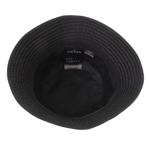美品 プラダ Re-Nylon バケットハット Lサイズ トライアングルロゴ 2HC137 ナイロン ブラック 帽子 黒 1725【中古】PRADA