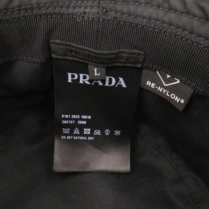 美品 プラダ Re-Nylon バケットハット Lサイズ トライアングルロゴ 2HC137 ナイロン ブラック 帽子 黒 1725【中古】PRADA