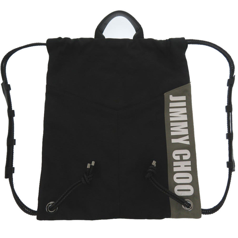 美品 ジミーチュウ スタースタッズ ナイロン/レザー ブラック リュックサック ナップサック バッグ 1734【中古】JIMMY CHOO