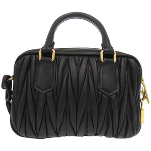 新品同様 ミュウミュウ アルカディ マトラッセ レザー ショルダーバッグ  ブラック MIU5BB123 1756【中古】MIUMIU