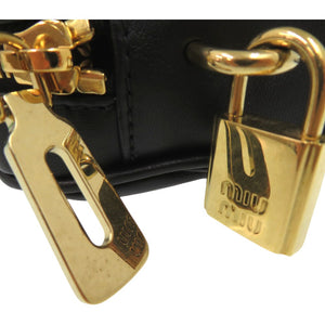 新品同様 ミュウミュウ アルカディ マトラッセ レザー ショルダーバッグ  ブラック MIU5BB123 1756【中古】MIUMIU