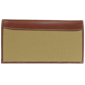 未使用 ハンティングワールド レザー/キャンバス カーキ 長財布 1764【中古】HUNTING WORLD