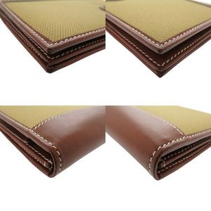 未使用 ハンティングワールド レザー/キャンバス カーキ 長財布 1764【中古】HUNTING WORLD