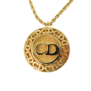 美品 ディオール ロゴ CD メタル ゴールド 金色 ネックレス アクセサリー1792【中古】Dior