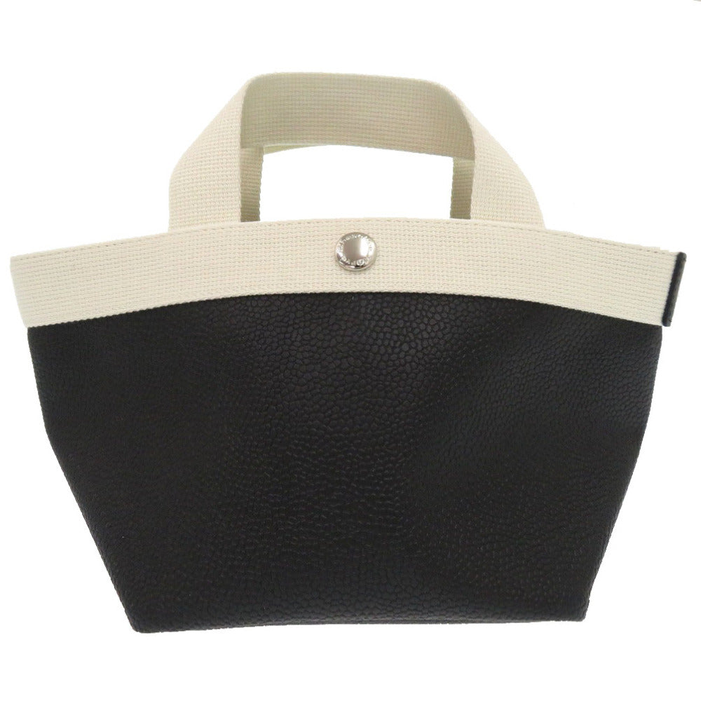 未使用 エルベシャプリエ リュクス舟形トート レザー コットンキャンバス ブラック ホワイト 黒 白 トートバッグ 1794【中古】Herve Chapelier