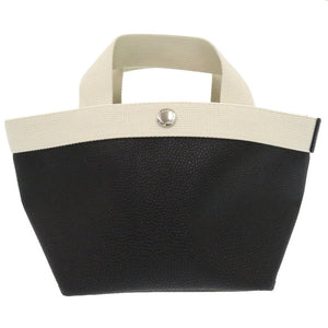 未使用 エルベシャプリエ リュクス舟形トート レザー コットンキャンバス ブラック ホワイト 黒 白 トートバッグ 1794【中古】Herve Chapelier