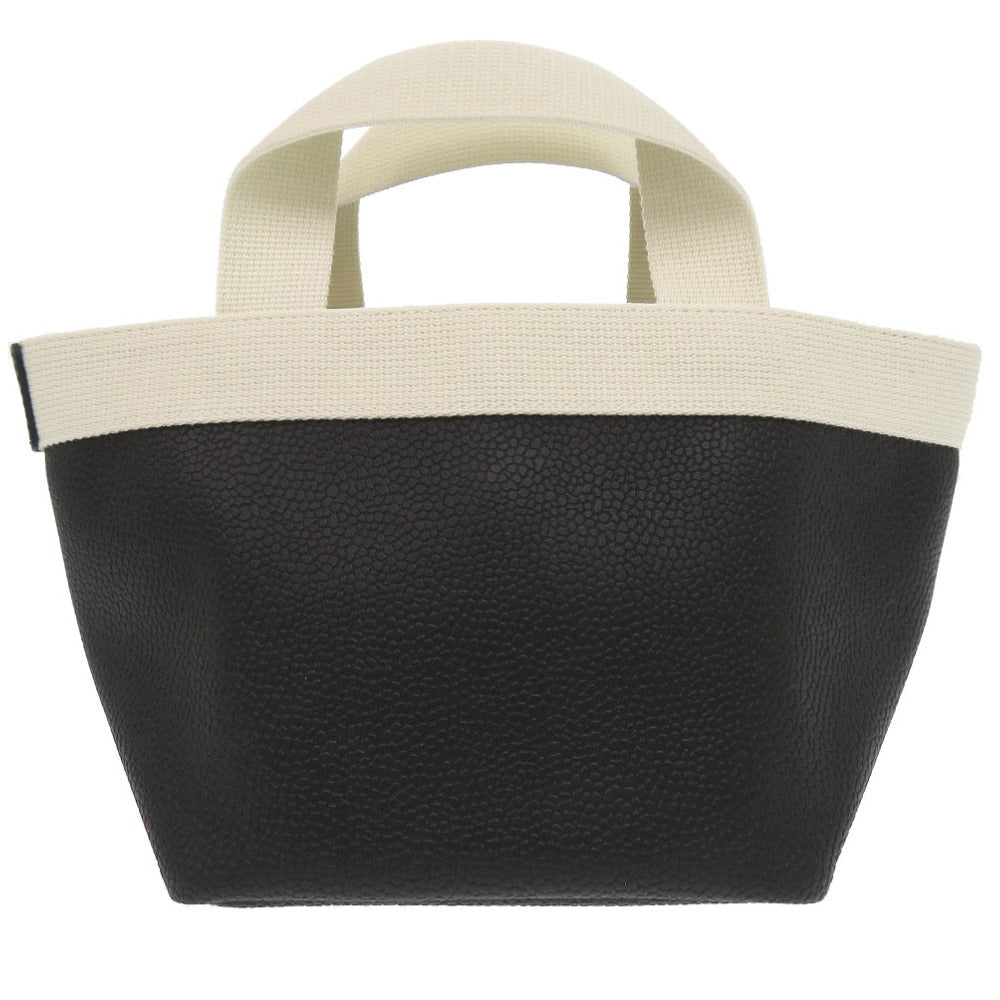 未使用 エルベシャプリエ リュクス舟形トート レザー コットンキャンバス ブラック ホワイト 黒 白 トートバッグ 1794【中古】Herve Chapelier