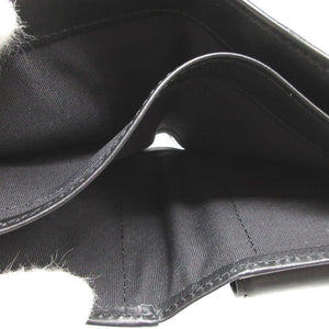 新品同様 ポールスミス レイヤードストライプ レザー ブラック 黒 2つ折り財布 財布 1801【中古】Poul Smith