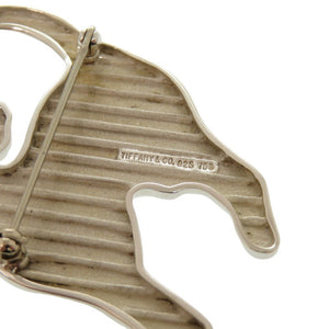 ティファニー ネコモチーフ シルバー925 イエローゴールド750 ストーン シルバー ブローチ 1885【中古】TIFFANY&Co.