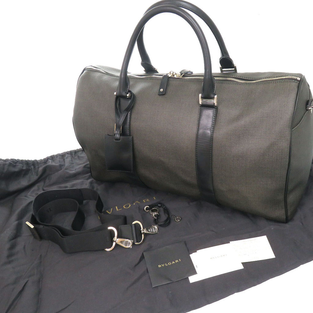 美品 ブルガリ ウィークエンド 2WAY ショルダー ボストンバッグ PVC/レザー グレー 0066【中古】BVLGARI ストラップ付