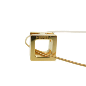 エルメス カージュ ド アッシュ Hキューブネックレス メタル ゴールド/ホワイト ネックレス 0113【中古】HERMES