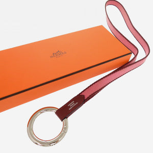 新品同様 エルメス カレポケット ネックレス ストラップ コットンキャンバス/メタル ピンク ネックストラップ 0116【中古】HERMES レディース