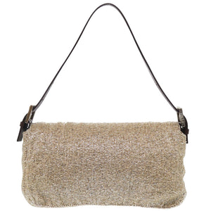 フェンディ バゲットバッグ ビーズ 2454/26424/008 レザー/ビーズ ベージュ ハンドバッグ 0131【中古】FENDI