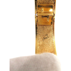 美品 シャネル ヴィンテージ バングル メタル BANGLE 486 ゴールド ラインストーン 0160【中古】CHANEL