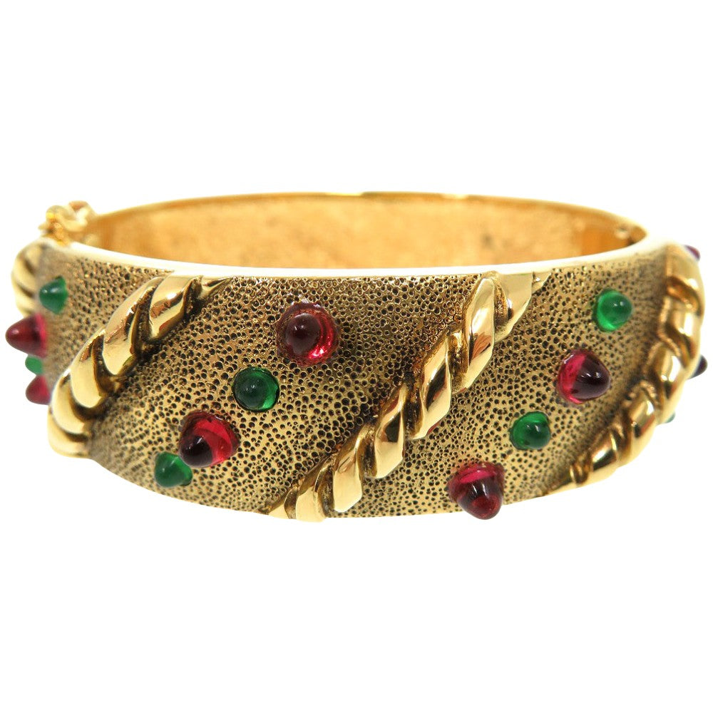 美品 シャネル ヴィンテージ バングル メタル BANGLE 486 ゴールド ラインストーン 0160【中古】CHANEL