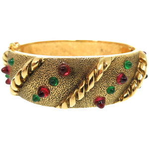 美品 シャネル ヴィンテージ バングル メタル BANGLE 486 ゴールド ラインストーン 0160【中古】CHANEL