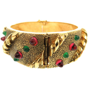 美品 シャネル ヴィンテージ バングル メタル BANGLE 486 ゴールド ラインストーン 0160【中古】CHANEL