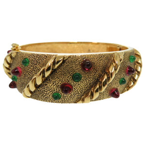 美品 シャネル ヴィンテージ バングル メタル BANGLE 486 ゴールド ラインストーン 0160【中古】CHANEL