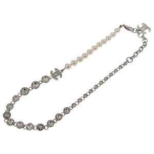 新品同様 シャネル コスチュームパール クリスタル ネックレス チョーカー NECKLACE B23S ABA625 メタル シルバー 0164【中古】CHANEL