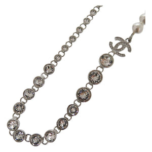 新品同様 シャネル コスチュームパール クリスタル ネックレス チョーカー NECKLACE B23S ABA625 メタル シルバー 0164【中古】CHANEL