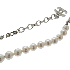 新品同様 シャネル コスチュームパール クリスタル ネックレス チョーカー NECKLACE B23S ABA625 メタル シルバー 0164【中古】CHANEL