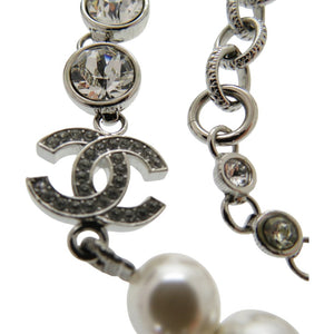 新品同様 シャネル コスチュームパール クリスタル ネックレス チョーカー NECKLACE B23S ABA625 メタル シルバー 0164【中古】CHANEL