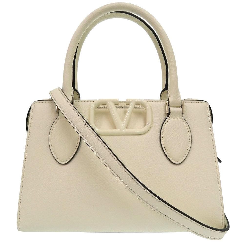 美品 ヴァレンティノ ガラヴァーニ Vスリング 2WAY ハンドバッグ レザー アイボリー 0250【中古】Valentino Garavani