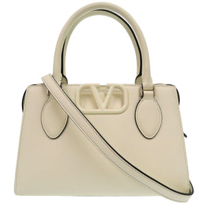 美品 ヴァレンティノ ガラヴァーニ Vスリング 2WAY ハンドバッグ レザー アイボリー 0250【中古】Valentino Garavani