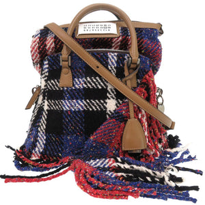 美品 メゾン マルジェラ 5AC バッグ チェック柄 フリンジ ショルダーバッグ ハンドバッグ S61WD0021 レザー マルチカラー 0268【中古】Maison Margiela