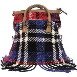 美品 メゾン マルジェラ 5AC バッグ チェック柄 フリンジ ショルダーバッグ ハンドバッグ S61WD0021 レザー マルチカラー 0268【中古】Maison Margiela