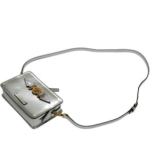 新品同様 ヴェルサーチ メデューサ ビギー スモール ショルダーバッグ Biggie 2WAY クラッチバッグ レザー シルバー 0294【中古】VERSACE