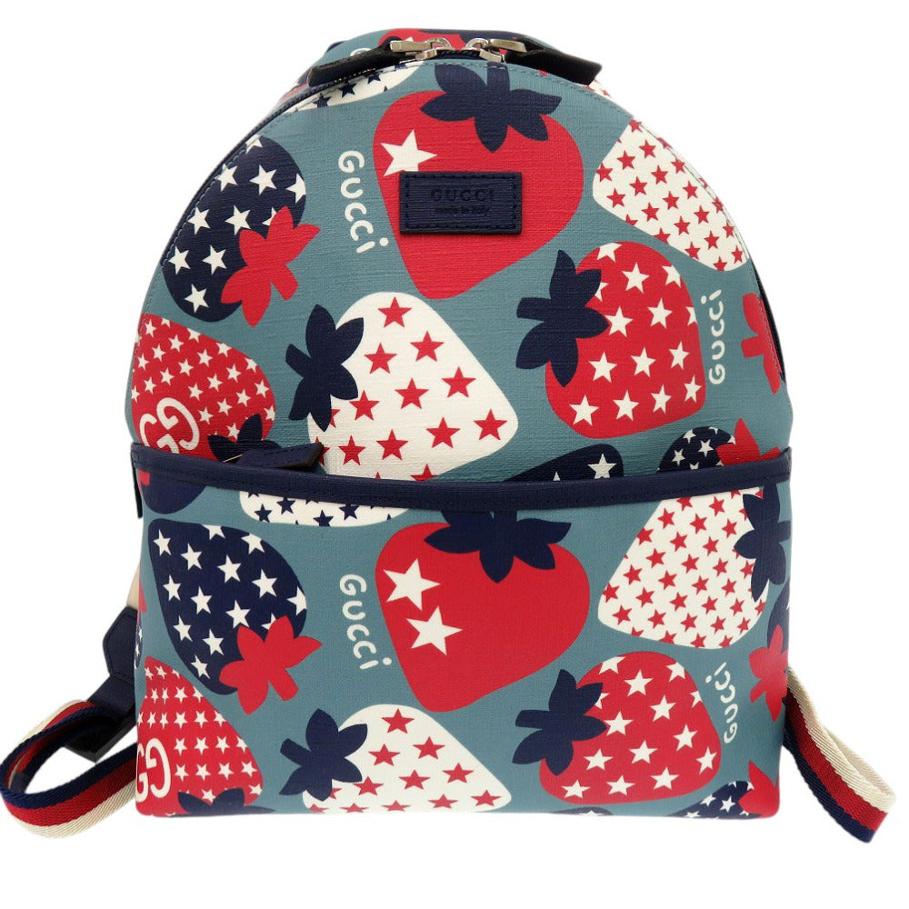 新品同様 グッチ チルドレンズ ストロベリー スター プリント バックパック 271327 リュック デイパック ナイロンキャンバス 0312【中古】GUCCI