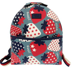 新品同様 グッチ チルドレンズ ストロベリー スター プリント バックパック 271327 リュック デイパック ナイロンキャンバス 0312【中古】GUCCI