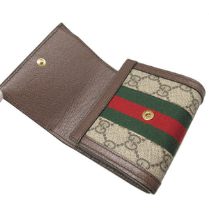 未使用 グッチ シェリー オフィディア 598662 GGスプリーム レザー ベージュ ブラウン 茶 2つ折り財布 財布 0339 GUCCI