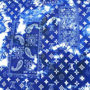 美品 ルイ ヴィトン エトール モノグラム ストール バンダナ 大判 タイダイ MP3346 コットン ブルー LV 0358【中古】LOUIS VUITTON