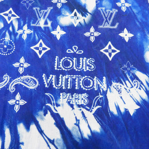 美品 ルイ ヴィトン エトール モノグラム ストール バンダナ 大判 タイダイ MP3346 コットン ブルー LV 0358【中古】LOUIS VUITTON