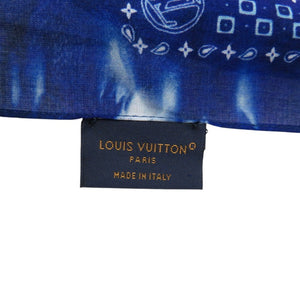 美品 ルイ ヴィトン エトール モノグラム ストール バンダナ 大判 タイダイ MP3346 コットン ブルー LV 0358【中古】LOUIS VUITTON