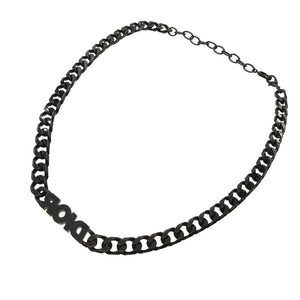 美品 ディオール ITALIC チェーンリンク ロゴ ネックレス メタル ブラック/シルバー 0410【中古】Dior