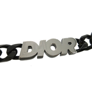 美品 ディオール ITALIC チェーンリンク ロゴ ネックレス メタル ブラック/シルバー 0410【中古】Dior