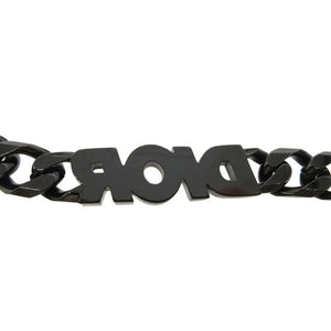 美品 ディオール ITALIC チェーンリンク ロゴ ネックレス メタル ブラック/シルバー 0410【中古】Dior