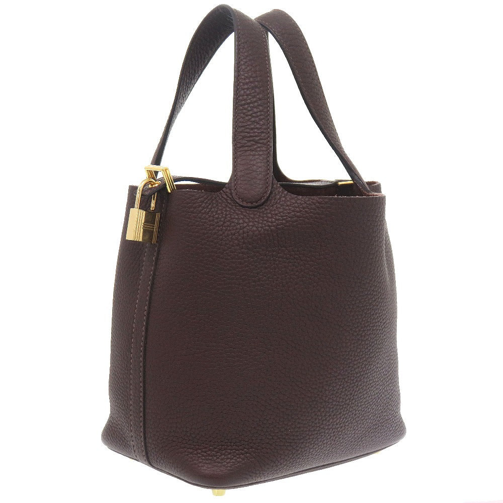 新品同様 エルメス ピコタンロックPM トリヨンクレマンス ルージュセリエ Z刻印(2021年製) ハンドバッグ 茶 0450 【中古】 HERMES