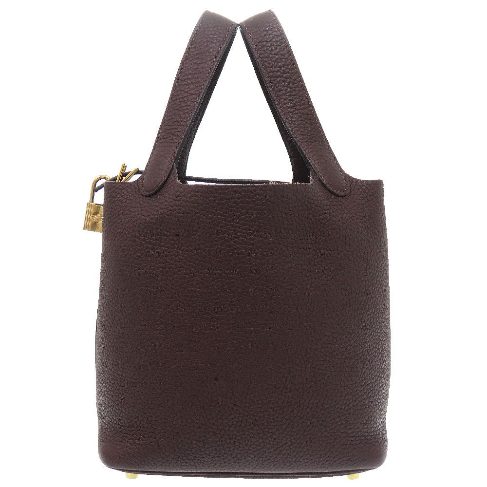 新品同様 エルメス ピコタンロックPM トリヨンクレマンス ルージュセリエ Z刻印(2021年製) ハンドバッグ 茶 0450 【中古】 HERMES