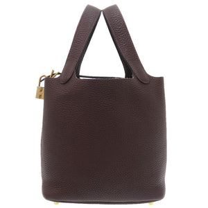 新品同様 エルメス ピコタンロックPM トリヨンクレマンス ルージュセリエ Z刻印(2021年製) ハンドバッグ 茶 0450 【中古】 HERMES