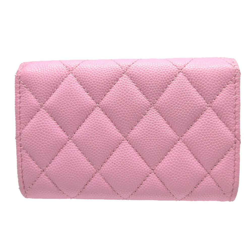 美品 シャネル マトラッセ ココマーク キャビアスキン AP3187 ランダムシール ピンク カードケース 0485【中古】CHANEL