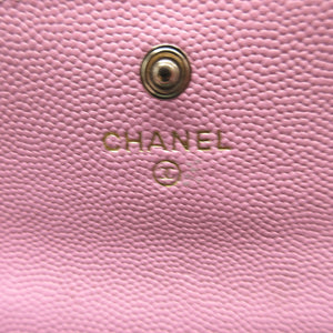 美品 シャネル マトラッセ ココマーク キャビアスキン AP3187 ランダムシール ピンク カードケース 0485【中古】CHANEL