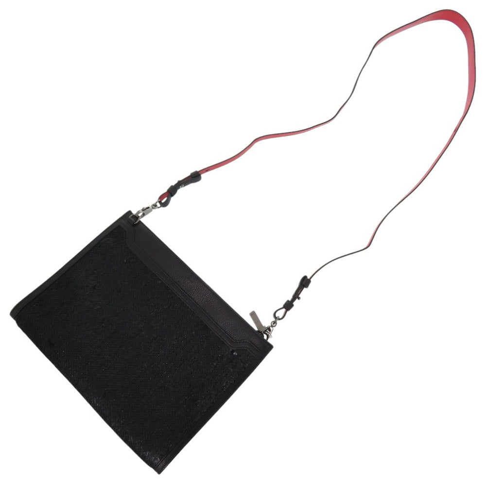 クリスチャンルブタン スカイポーチ 3185202 レザー/スパンコール ブラック ショルダーバッグ 黒 0500【中古】Christian Louboutin