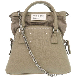 新品同様 メゾン マルジェラ 5AC マイクロ 2WAY ショルダーバッグ  S56WD0081 レザー カーキ 0502【中古】Maison Margiela