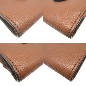 新品同様 グッチ ダブルG バンブー 739498 ミディアムウォレット レザー ブラウン 茶 2つ折り財布 財布 0504【中古】GUCCI