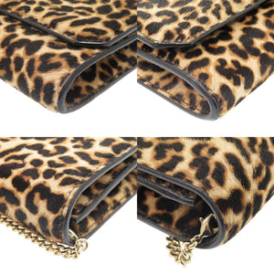 新品同様 ジミーチュウ マデリン ハラコ/ストーン レオパード柄 ブラウン チェーンショルダーバッグ 0506【中古】JIMMY CHOO